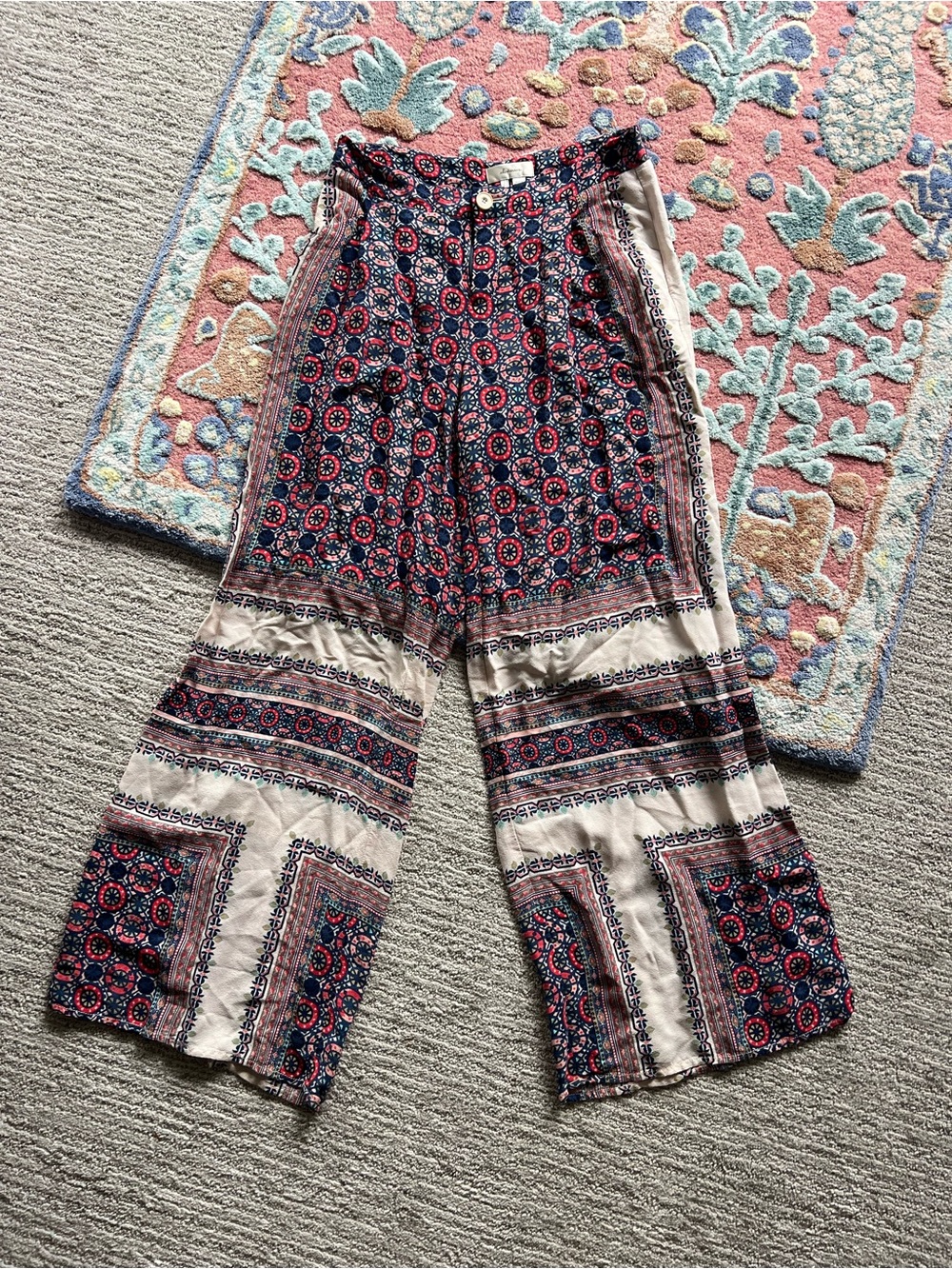 elevenses Blue, Red & Pink Print Pants